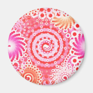 Aimant Motif tourbillon fractal, corail, rose et crème