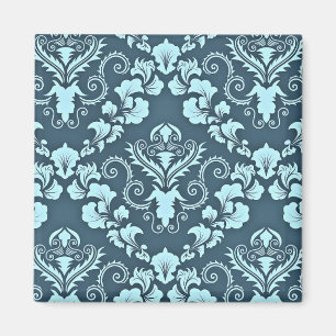 Aimant Motif vintage damassé bleu