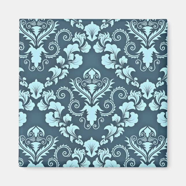 Aimant Motif vintage damassé bleu (Devant)