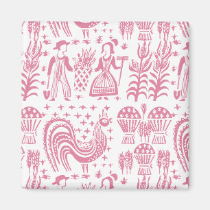 Aimant Motif vintage de Pyrex - Butterprint Amish (rose)