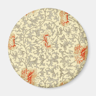 Aimant Motif vintage d'Owen Jones : Corail Floral Gris