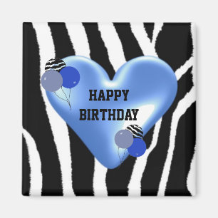 Aimant Motif Zèbre Anniversaire avec Ballons
