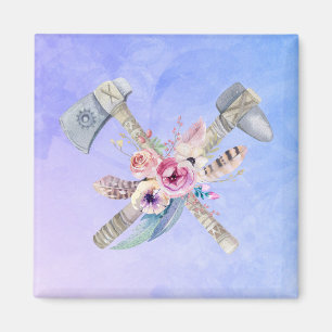 Aimant Motifs et fleurs Tomahawk Aquarelle Design