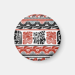 Aimant Motifs indiens, rouge noir, motif sans couture.