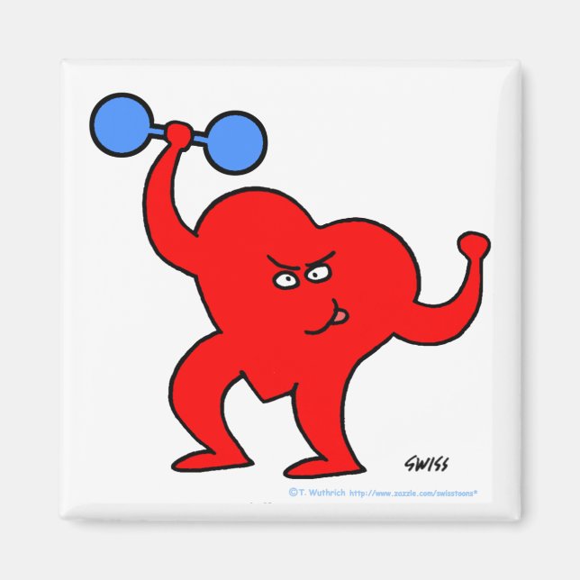 Aimant Motivationnel Fitness Cartoon Exercice Coeur (Devant)