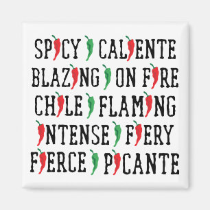 Aimant Mots épicés Chili Conception de poivre