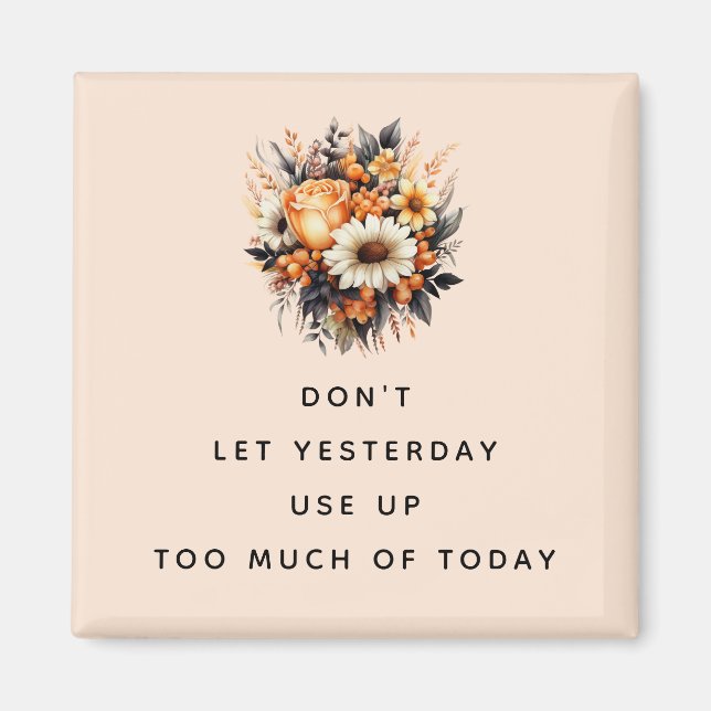 Aimant Mots intelligents inspirants avec un bouquet de fl (Devant)