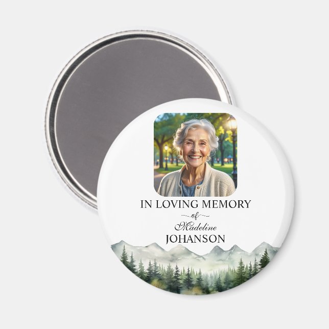 Aimant Mountains and Trees Celebration Of Life Keepsake (Recto/Verso)