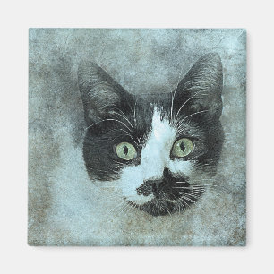 Aimant Mouser noir et blanc ABSTRAIT Aquarelle