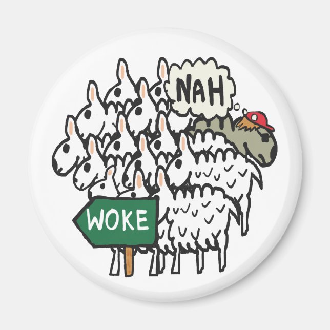 Aimant Mouton anti-Woke drôle (Devant)