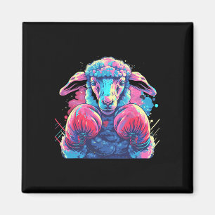 Aimant Mouton boxeur avec gants de boxe Kickboxing Drôle