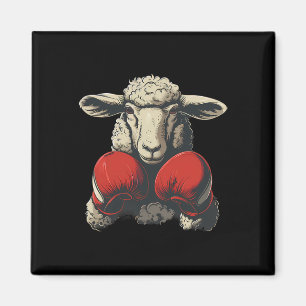Aimant Moutons boxeurs avec gants de boxe Kickboxing Drôl