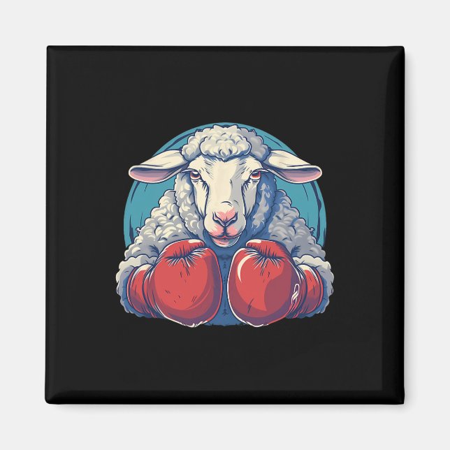 Aimant Moutons de boxe avec gants de boxe Kickboxing Drôl (Devant)