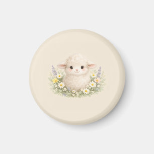 Aimant Moutons Fantaisistes et Fleurs Sauvages pour un Ch