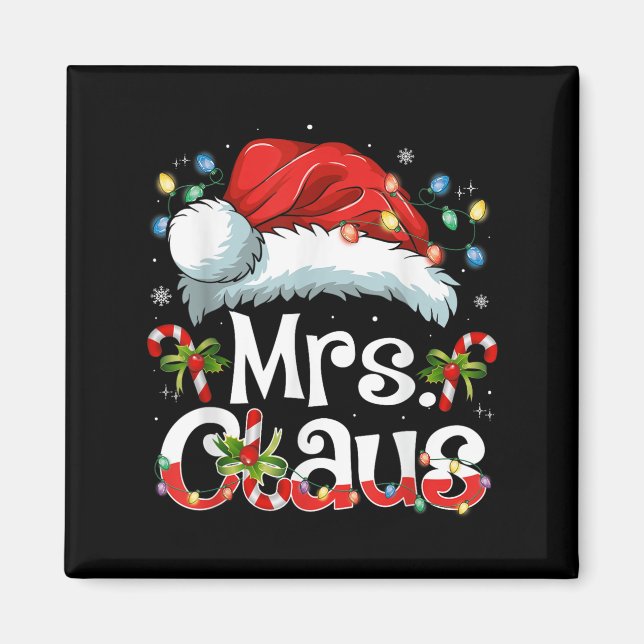 Aimant Mr And Mrs Claus Couples Matching Christmas Pajama (Devant)