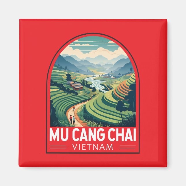 Aimant Mu Cang Chai Vietnam Emblem Voyage Retro (Devant)