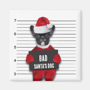 Aimant Mugshot Mauvais Père Noël Chien Drôle Noël
