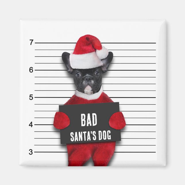 Aimant Mugshot Mauvais Père Noël Chien Drôle Noël (Devant)