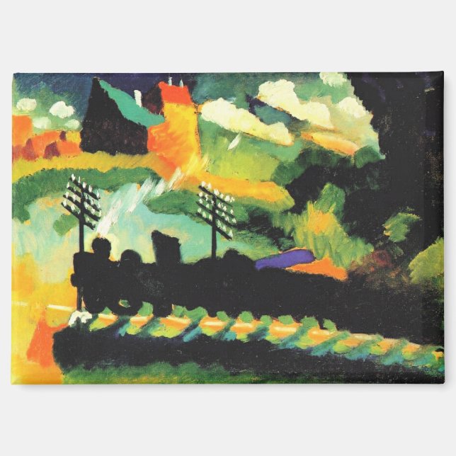 Aimant Murnau : vue avec chemin de fer et château, (Recto)