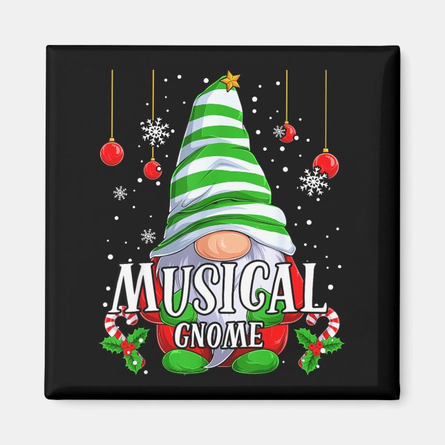 Aimant Musical Gnome Christmas Pajamas Matching Family Gr (Devant)