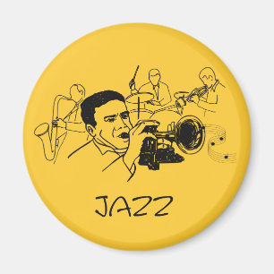 Aimant Musicien JAZZ avec trompette et notes musicales