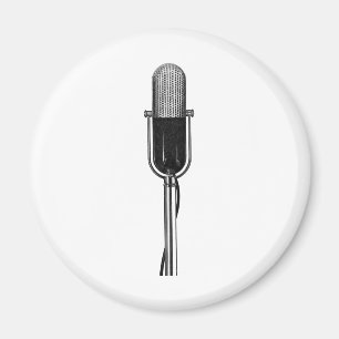 Aimant Musique vintage, Microphone rétro à l'ancienne