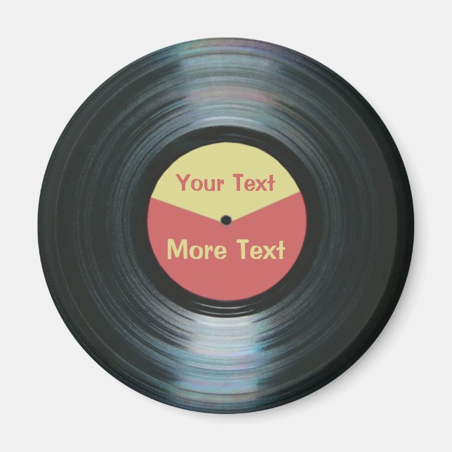 Aimant Musique vinyle noir avec Étiquette de disques roug (Devant)