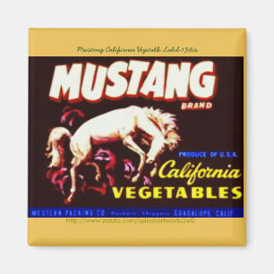 Aimant "Mustang California Vegetable Étiquette-1940"