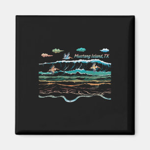 Aimant Mustang Island Texas Colorful Cravate coloré Plage