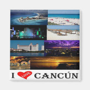 Aimant MX - Mexique - Cancun - I Love - Collage