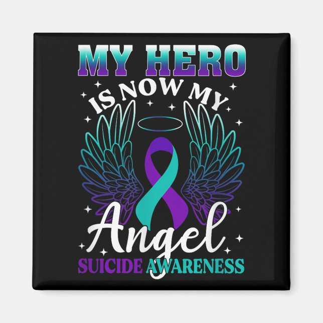 Aimant My Hero Is Now My Angel Suicide Purple Turquoise S (Devant)