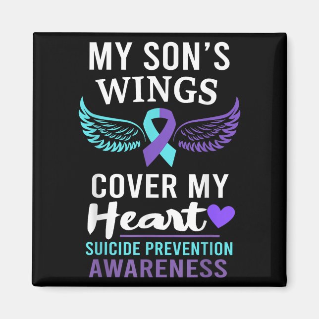 Aimant My Son's Wings Cover Heart Suicide Awareness Ribbo (Devant)