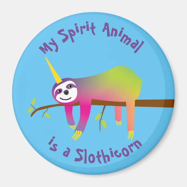 Aimant My Spirit Animal est un Slothicorn (Devant)