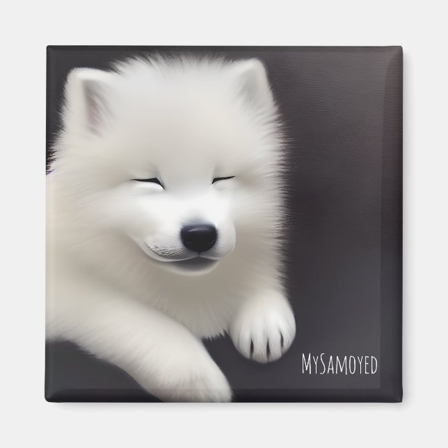 Aimant MySamoyed Idea Cadeau Personnalisé Cute Samoyed (Devant)