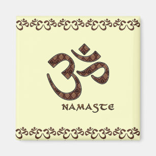 Aimant Namaste avec le brun et la crème de symbole de
