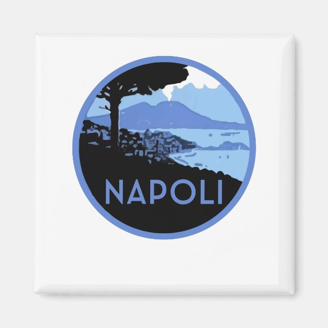 Aimant Napoli Mont Vésuve - Retro Naples Italie (Devant)