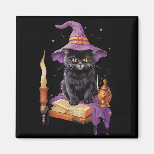 Aimant Nation de chats Sorcière Halloween Chat noir Wicca