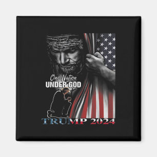 Aimant Nation Under God Trump 2024 God American Flag 1