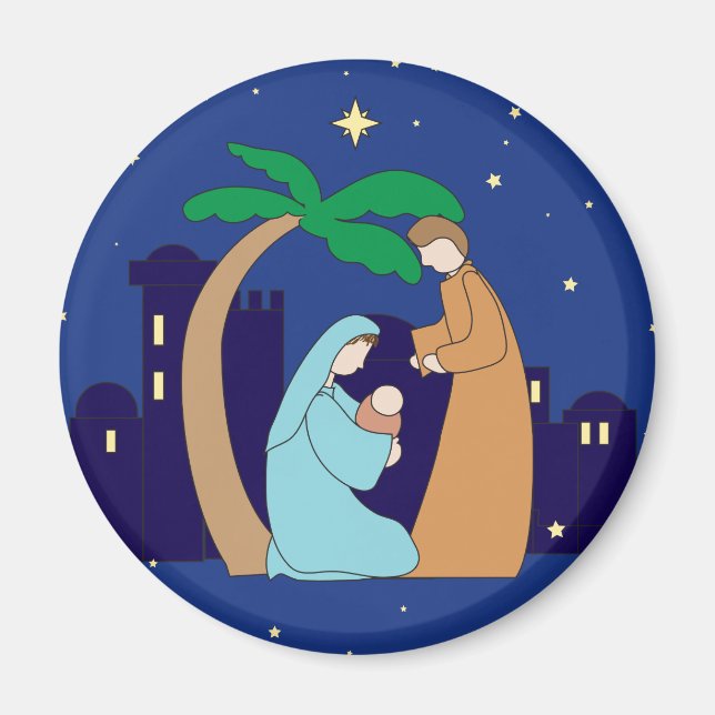 Aimant Nativité de la Sainte Famille Noël Chrétien Religi (Devant)