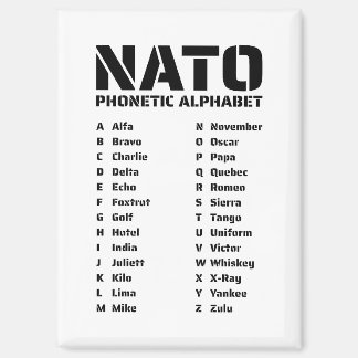 Aimant NATO Phonetic Alphabet Chart