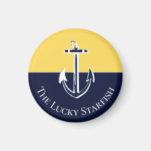 Aimant Nautical Navy Mustard Yellow Anchor beach house