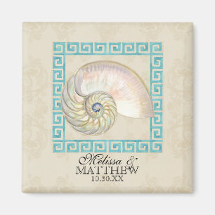 Aimant Nautilus Shell aquarelle grecque clé Damask plage