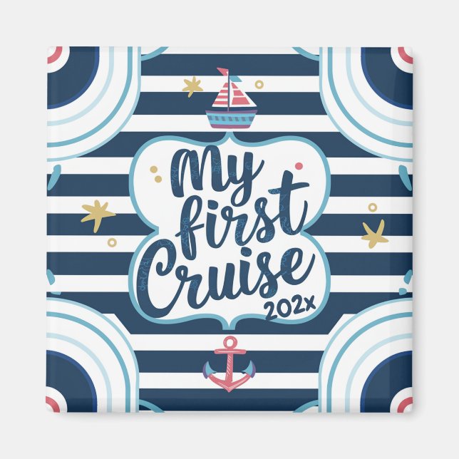 Aimant nautique personnalisé ma première croisière (Devant)