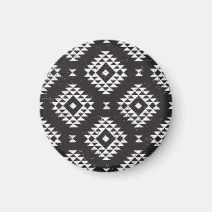 Aimant Navajo Géométrique : Tribal Blanc Noir.