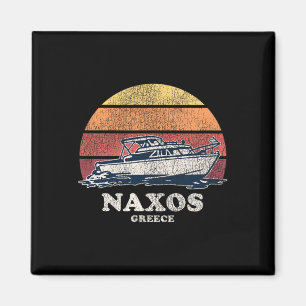 Aimant Naxos Grèce Bateau Vintage 70s Design de Bateau Ré