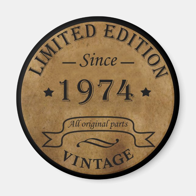 Aimant Né en 1974 anniversaire vintage (Devant)