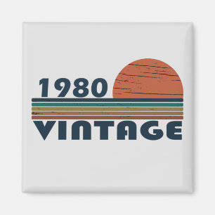 Aimant Né en 1980 cadeau d'anniversaire vintage