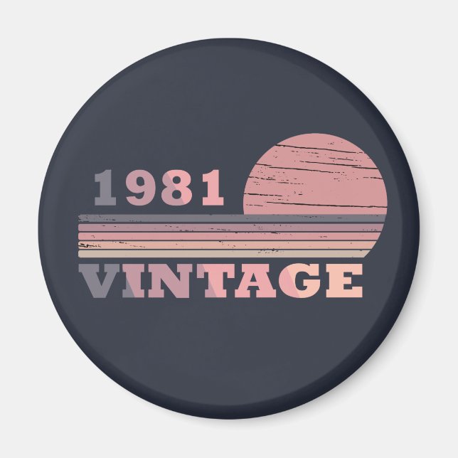 Aimant né en 1981 anniversaire vintage (Devant)