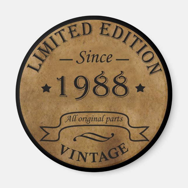 Aimant né en 1988 anniversaire vintage (Devant)