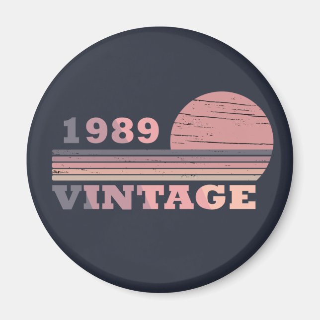 Aimant né en 1989 anniversaire vintage (Devant)